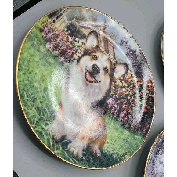 Set of 3 Rick Garland Corgi Collector Plates Faithful Friend Eager To Play Snow - Picture 3 of 7